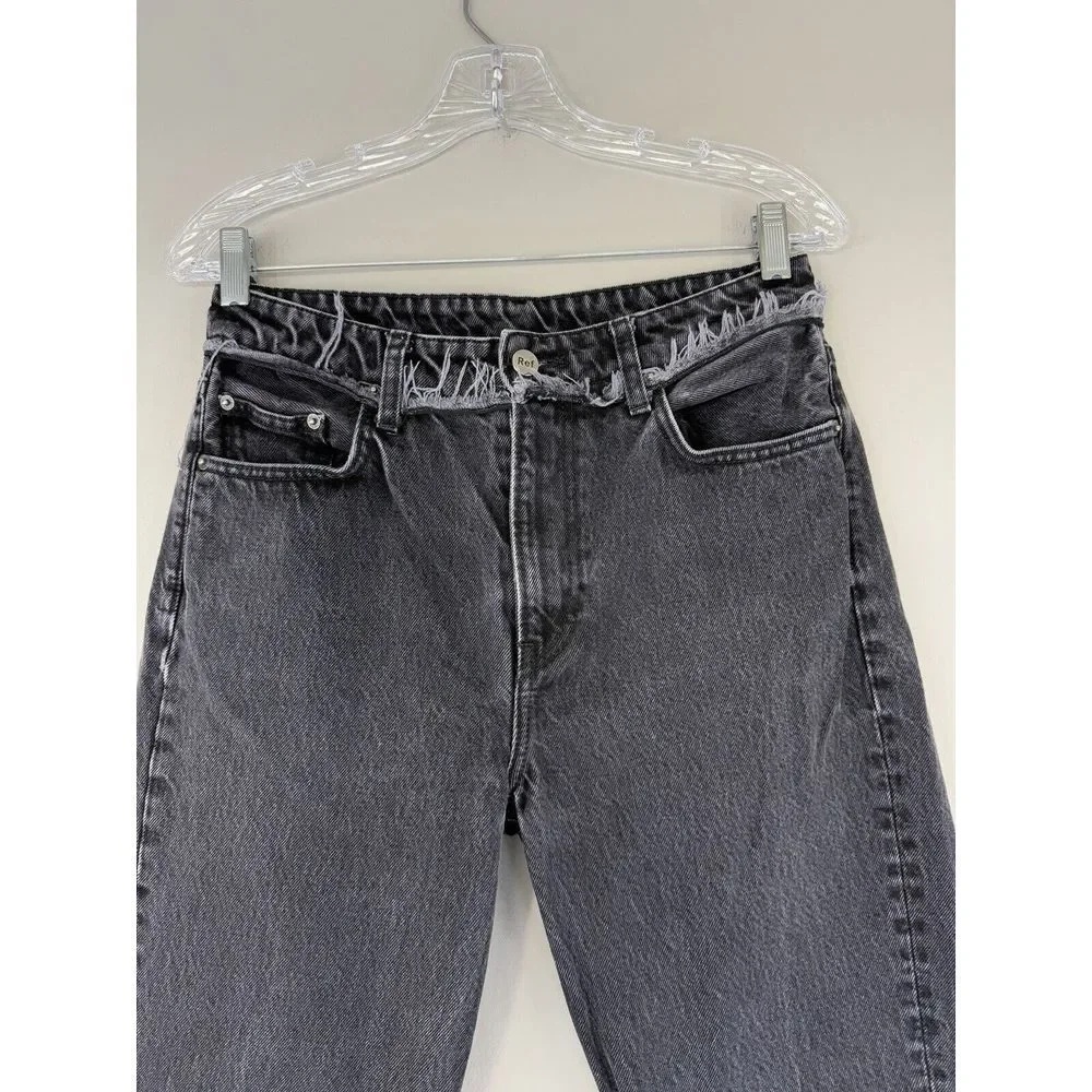 Reformation Crop Cigarette Euphrates Raw Hem Frayed Charcoal Black - Picture 2 of 16